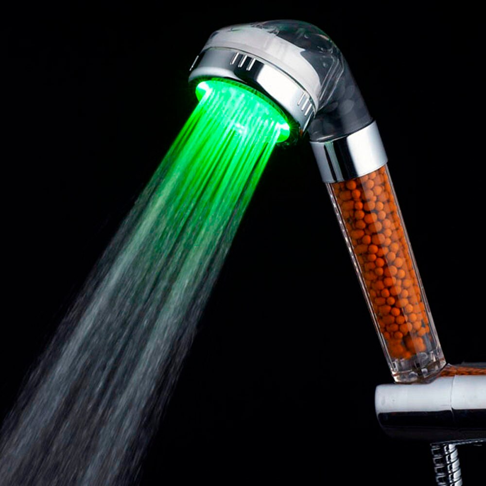 20 # Water Rgb Saving 7 Kleurrijke Led Licht Bad Douchekop Anion Spa Hand Held Badkamer Douche Kop Filter Nozzle voor Badkamer