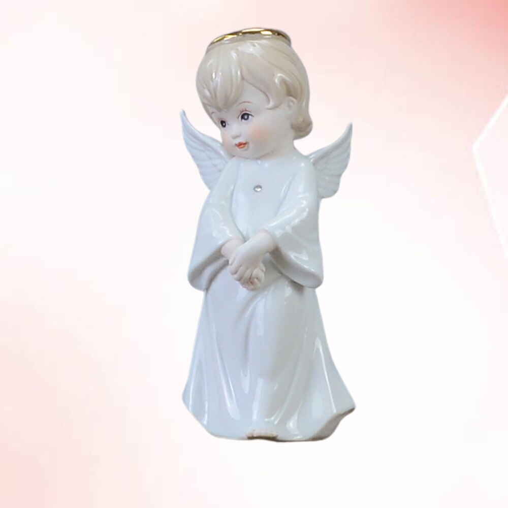 Petit ange décoratif en céramique blanc, décoration de Table de bureau, artisanat en forme de Figure