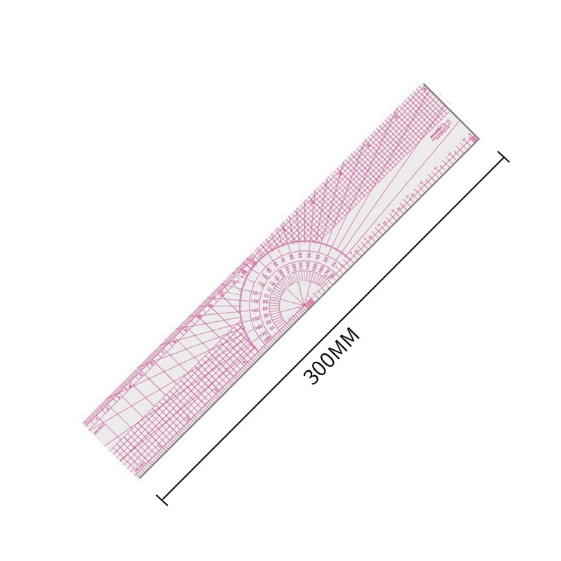 Beveled Transparent Ruler Protractor Ruler Metric/Inch Ruler for Engineering Studying Sewing Tools