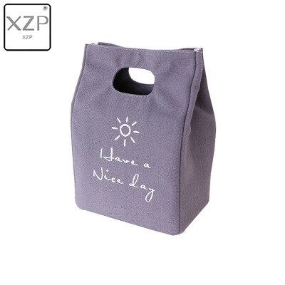 XZP Simple Canvas Lunch Bag Portable Meal Letter Cotton Linen Food Tote Pouch Bento Lunch Large Capacity Bag Storage Bags: Purple