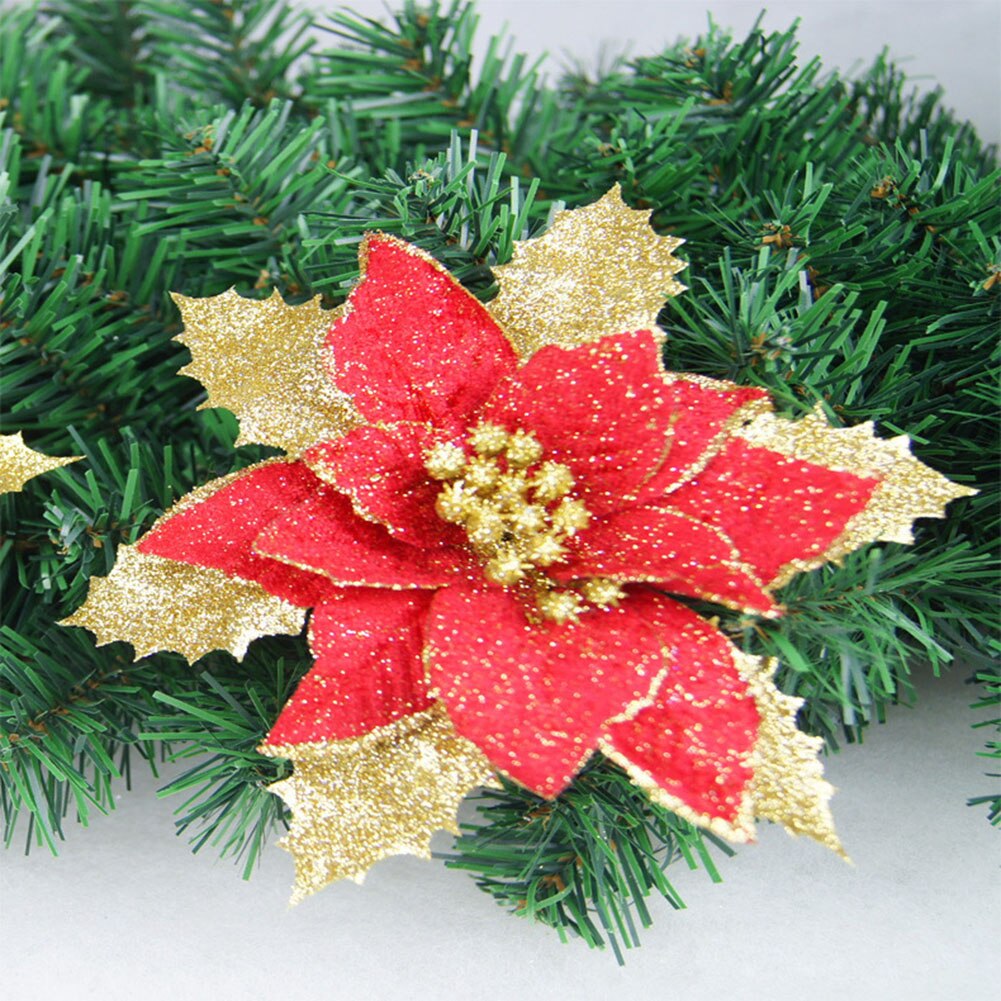 22cm DIY flores artificiales de Navidad flores de simulación Adornos de árbol de Navidad boda Navidad decoración flor cabeza: B2