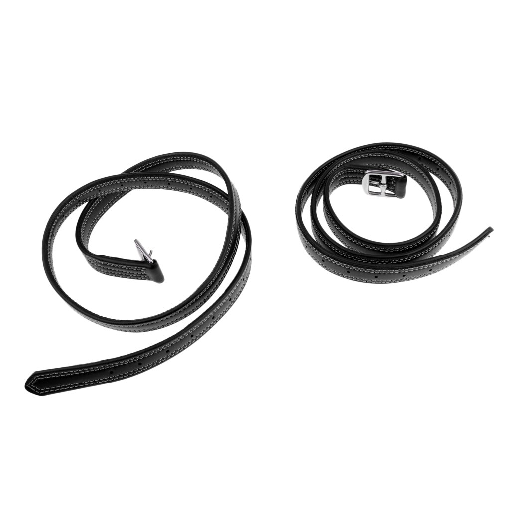 2 pièces 130cm 26mm equitation equitation étriers ceinture cuirs avec boucle inox noir/rouge