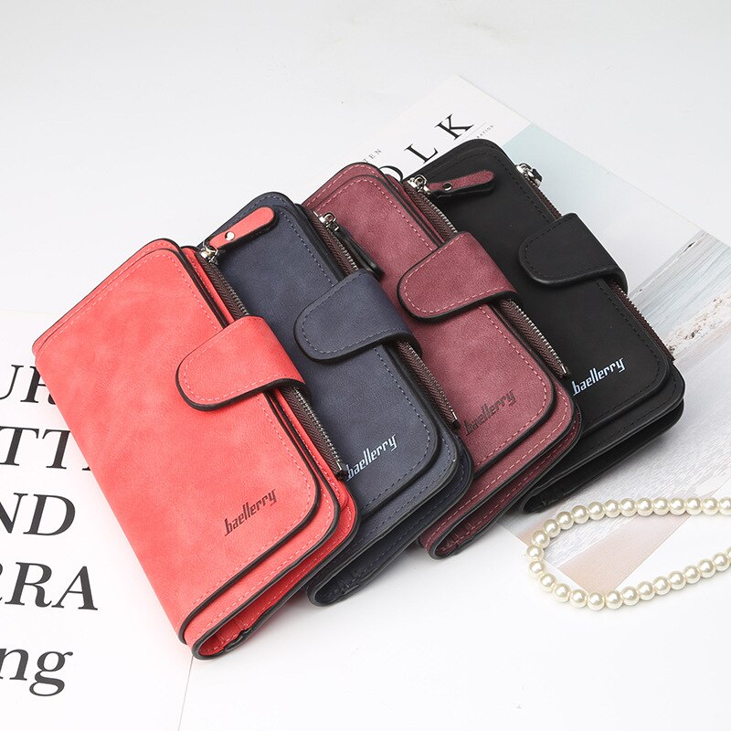 Baellerry Wallet Women Leather Luxury Card Holder Clutch Casual Women Wallets Zipper Pocket Hasp Ladies Wallet Female Purse