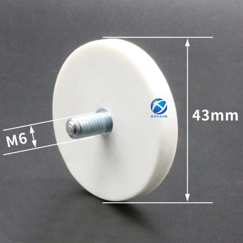 Gummibeschichteter Magnet, 22 Pfund, Magnetfuß mit M6-Gewindebolzen und Muttern, stärker Flaggen-Magnetfuß mit Werkzeug: 4M / WEISS