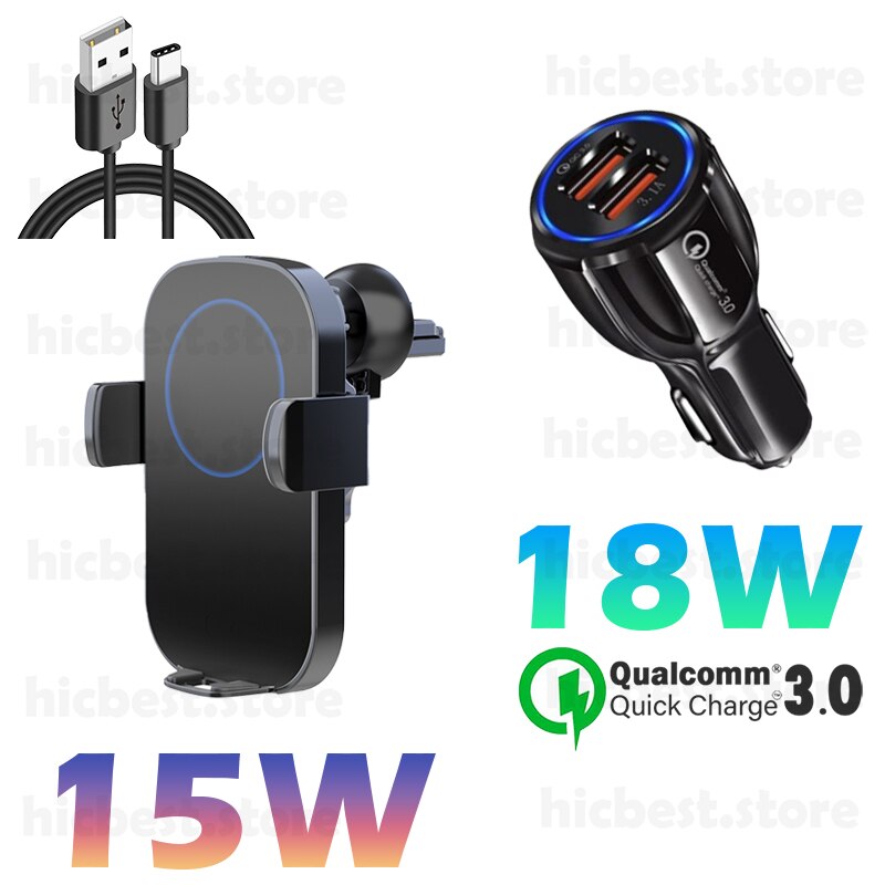 15W Qi Draadloze Oplader Auto Telefoon Houder Voor Samsung S21 S20 Ultra S10 S9 Inductie Oplader Auto Mount Voor iphone 12 11 Pro Max 8: 4