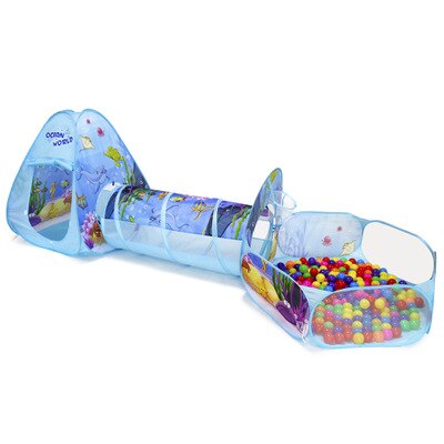 3 In 1 Children Indoor Outdoor Crawling Folding Game House Polka Dot Tunnel Shooting Marine Ball Pool Toys Kids Tent: 4