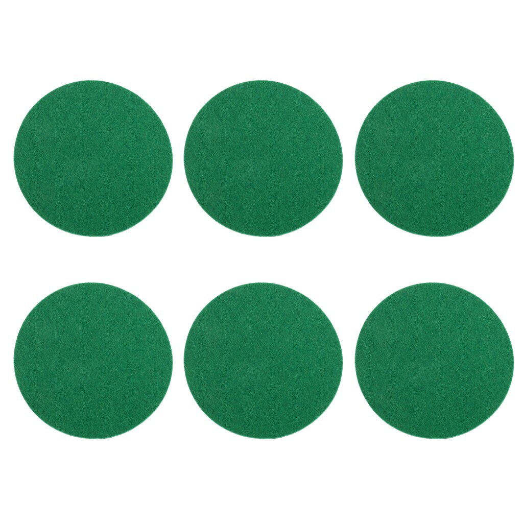 Air Hockey Table Pushers Felt Pads, Set of 6, Green, 60mm/74mm/94mm