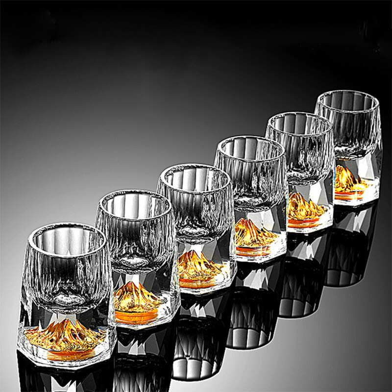 Shot Glasses For Vodka Glass Crystal Glass Gold Foil Home Wine Set Double Glass Wine Cup For Japan Style Home Bar Liquor Cups