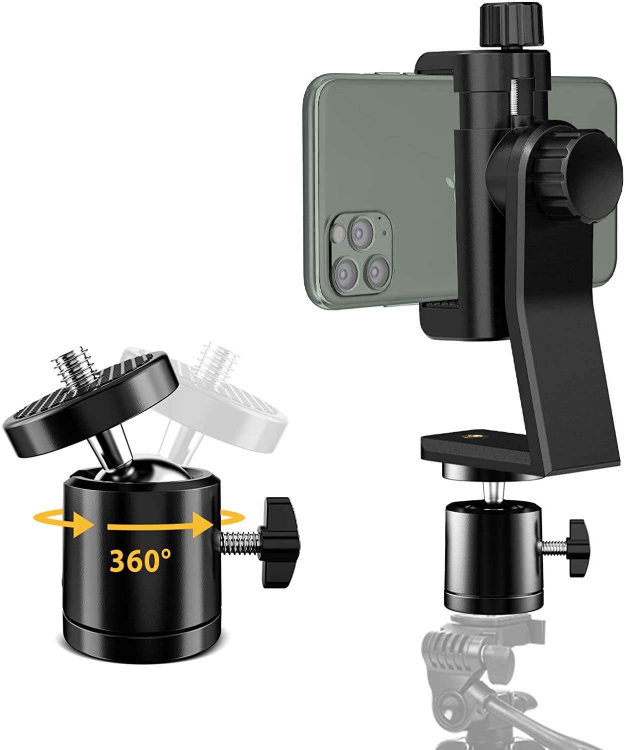 Universele Mobiele Telefoon Statief Mount Adapter Statief Ball Head 360 Draaibaar Voor Samsung Iphone Houder Statief Selfie Stok Monopod: set