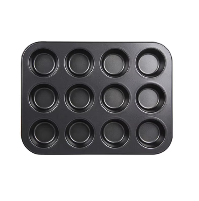 Molde quadrado do queque, Muffin Pan, Panela de aço carbono, Bakeware antiaderente, 657, 6 12 xícaras: Verde