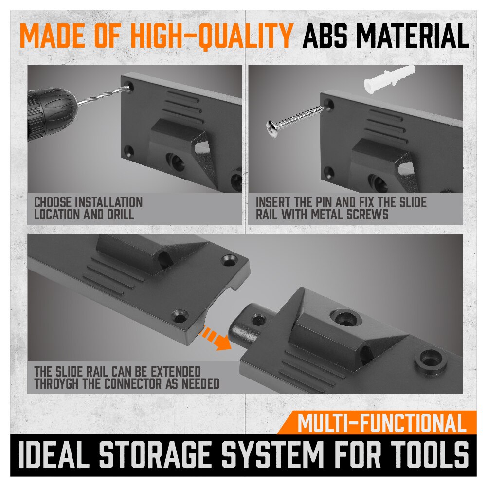 HORUSDY 64 Inch Adjustable Storage System, Wall Mount Tool Organizer, Tool Hangers for Mop and Broom Holder Shovel, Rake, Broom,