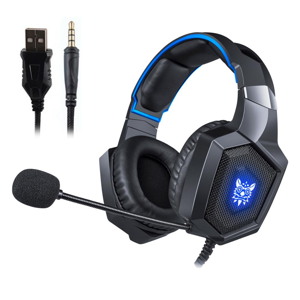 ONIKUMA K8 Gaming Headset Wired Stereo Hoofdtelefoon ruisonderdrukking Met Mic LED Verlichting Oortelefoon Voor PS4 XBox One PC laptop Tablet