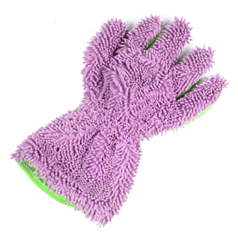 1pc holdbare mikrofiber bilrude vask rengøringsdug støvklæde håndklæde handsker vask rengøring anti ridse bil vaskemaskine: Lilla