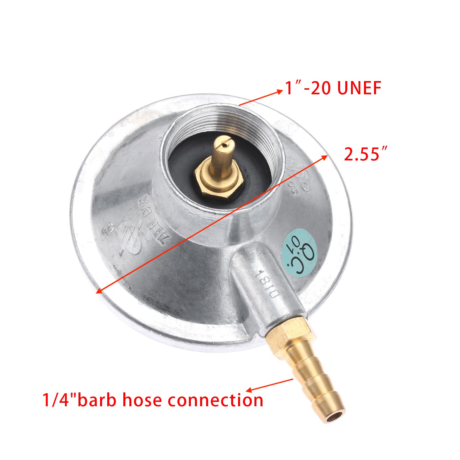 1 LB Propane Tank Gas Grill Control Valve Table Top Regulator for Backyard Grill with 1/4” Barb Connection and 1&quot;-20 Female