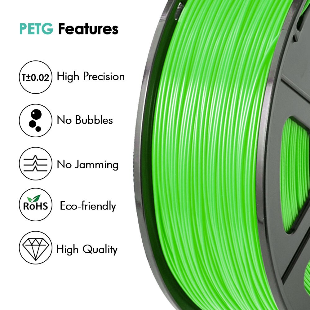 Filament pour impression 3D, consommable d'imprimante en PETG, couleur vive, 1.75mm de diamètre, sous forme de lampe, sous forme de bobine de 1KG