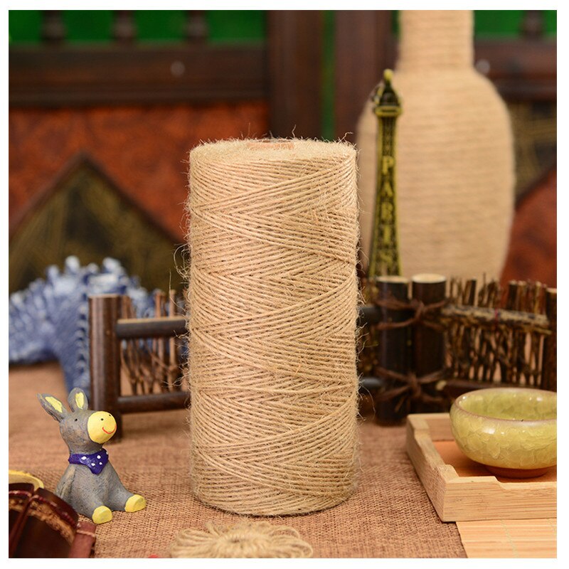 1 rollo de cuerda de cáñamo yute Natural de 25/50/100/200m, decoración del hogar, estilo Retro, cuerda decorativa para manualidades DIY, cuerda decorativa de 1-14mm de diámetro hecha a mano
