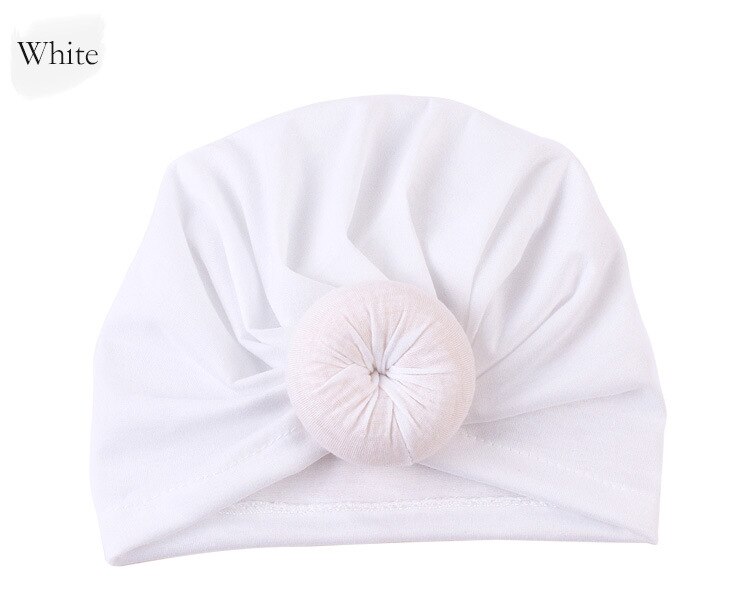 Ankomster babymössor donut bebe turban huva solid knuten keps unisex bomull mjuk söt hattar barn flickor pojke mössor keps: Vit
