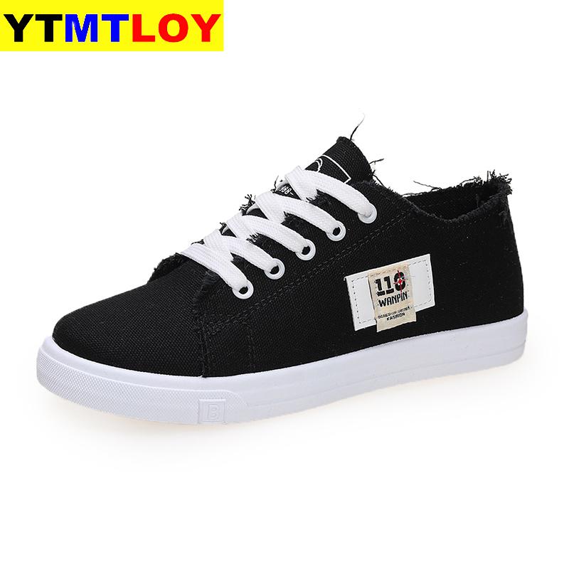 Canvas skor kvinna snörning vår/höst sneakers för tjejer denim solid blå/vita fritidsskor tennis