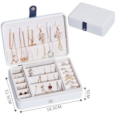 Joyero de viaje, organizador de cosméticos, joyero, caja de almacenamiento de pintalabios y maquillaje, contenedor de belleza, collar, de cumpleaños: White Earing Hook