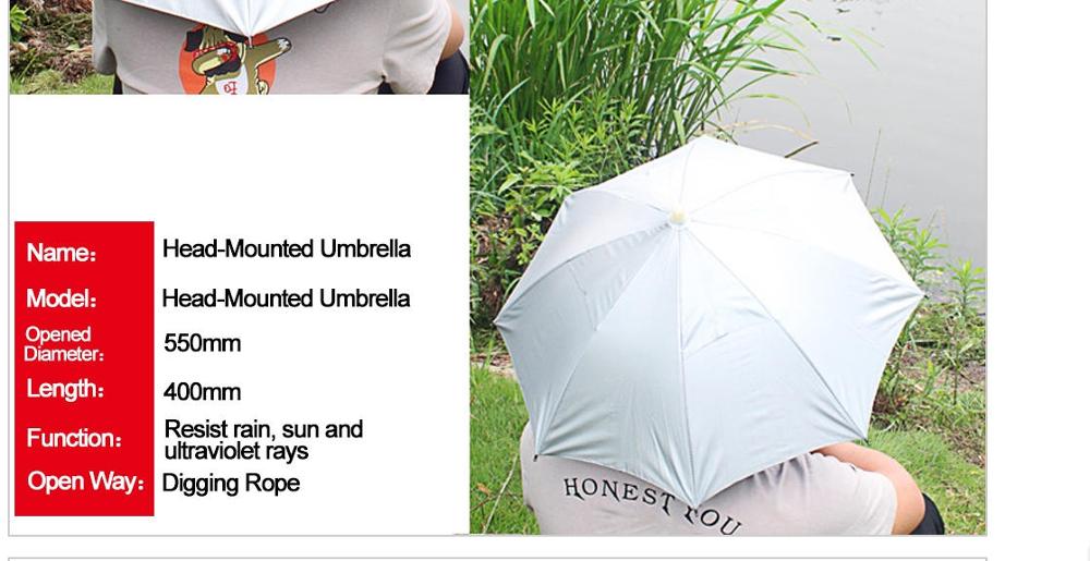 Fishing Hat Portable Anti-Ultraviolet Light Rain Shade Head-Mounted Umbrella For Outdoor Fishing: lenth 400