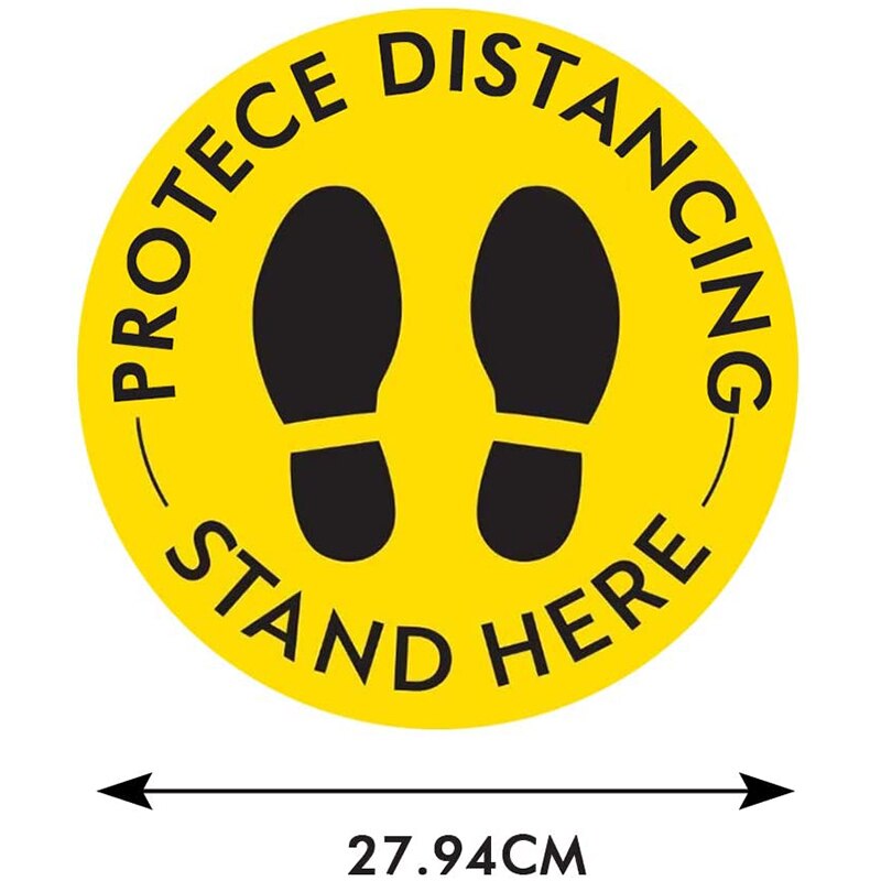 10Pcs Anti-Slip Sociale Distantiëren Floor Decal Sticker Ronde Sticker Voeten Vloer Teken Voor Outdoor Winkel Floor