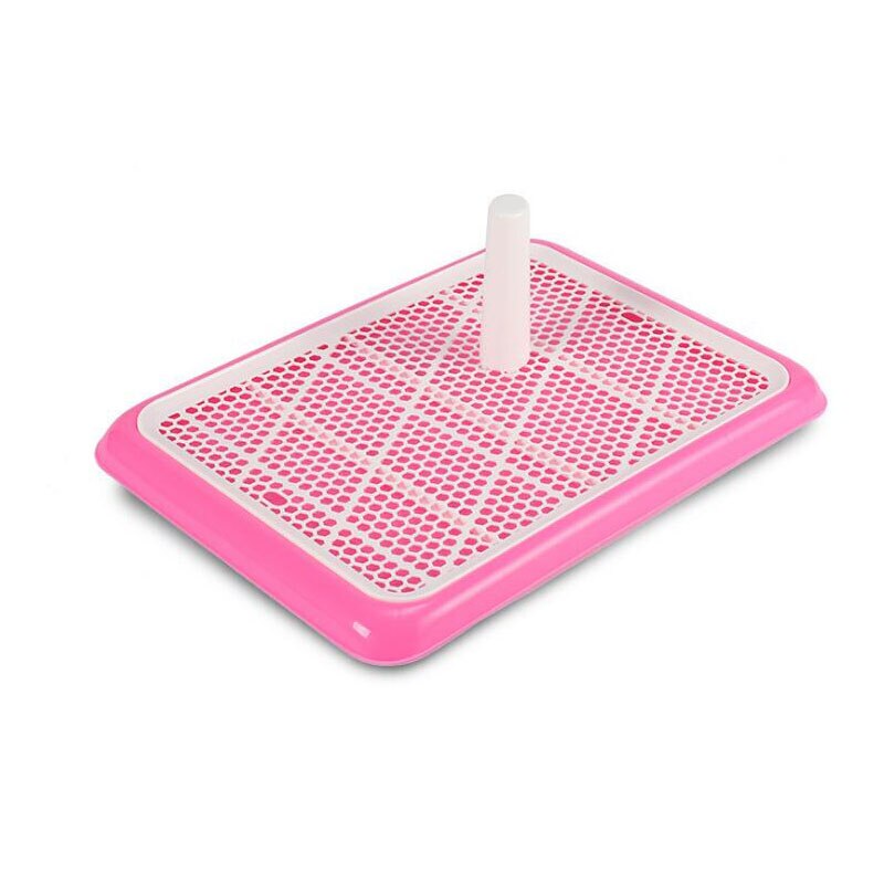 Haustier Wc Hund Tablett pee hund Welpen Töpfchen Tragbare Klo Ausbildung Pad Halfter Mit Zaun Pee Beitrag Töpfchen Für Hunde wc fach Abfluss: Rosa 50x36x4cm