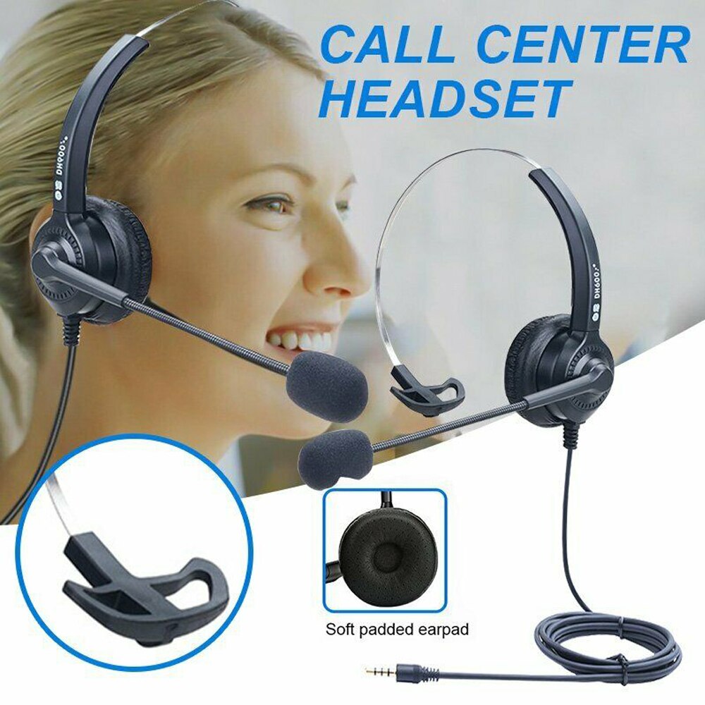 FOSITAN 3.5mm przewodowy zestaw słuchawkowy z mikrofonem z redukcją szumów słuchawki Stereo dla biura/ruchu Call Center/PC Laptop