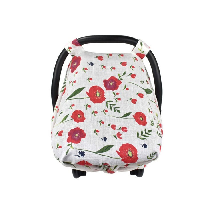 Muslin Cotton Floral Baby Car Seat Cover Canopy Multi-Use Stroller Cradle Sunscreen Canopy Carseat Cover Shopping Cart Cover: 1