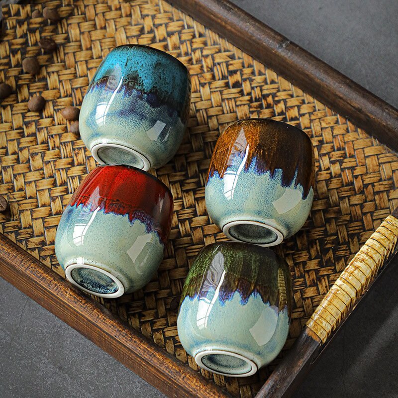 80Ml Ceramic Espresso Cup Oven Change Colorful Coffee Mug Kung Fu Tea Cup Whiskey Glass Home Cafe Bar Drinkware