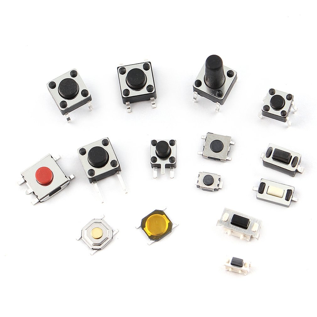 250Pcs 25 Maten Diverse Micro Drukknop Tact Switch Reset Mini Leaf Switch Smd Dip 2*4 3*6 4*4 6*6
