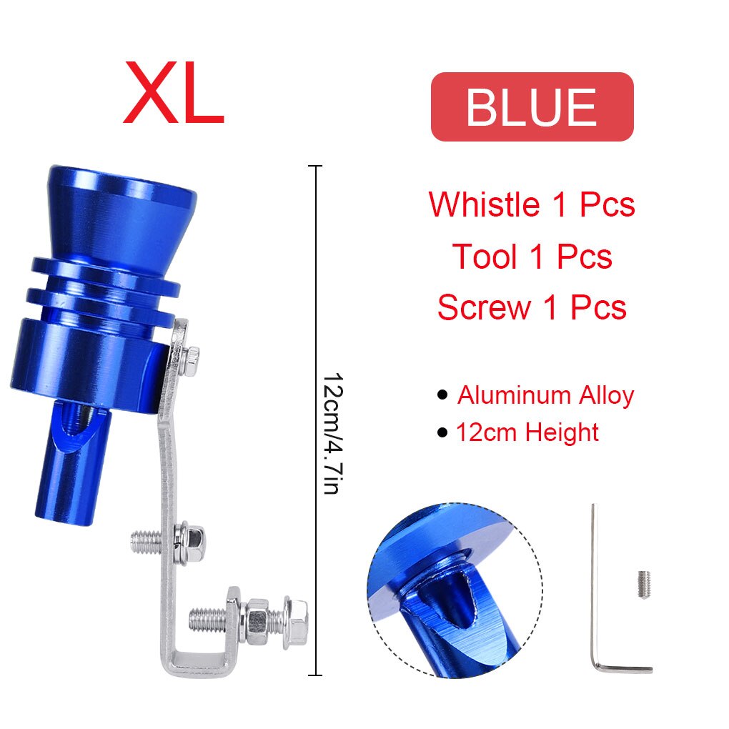 S-XL Universel Voiture Turbo Sifflet Voiture Réaménagement Turbo Sifflet Tuyau D'échappement Sound Turbo Queue Universelle Simulateur Whistler 5 Couleurs: Blue for XL