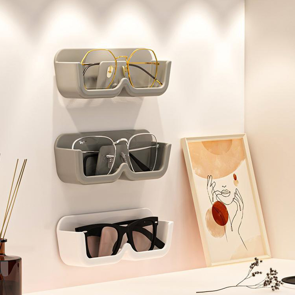 Vitrine de lunettes, boîte de rangement de lunettes de soleil, support mural perforé gratuit pour lunettes de soleil, support de rangement pour lunettes, rangement à domicile