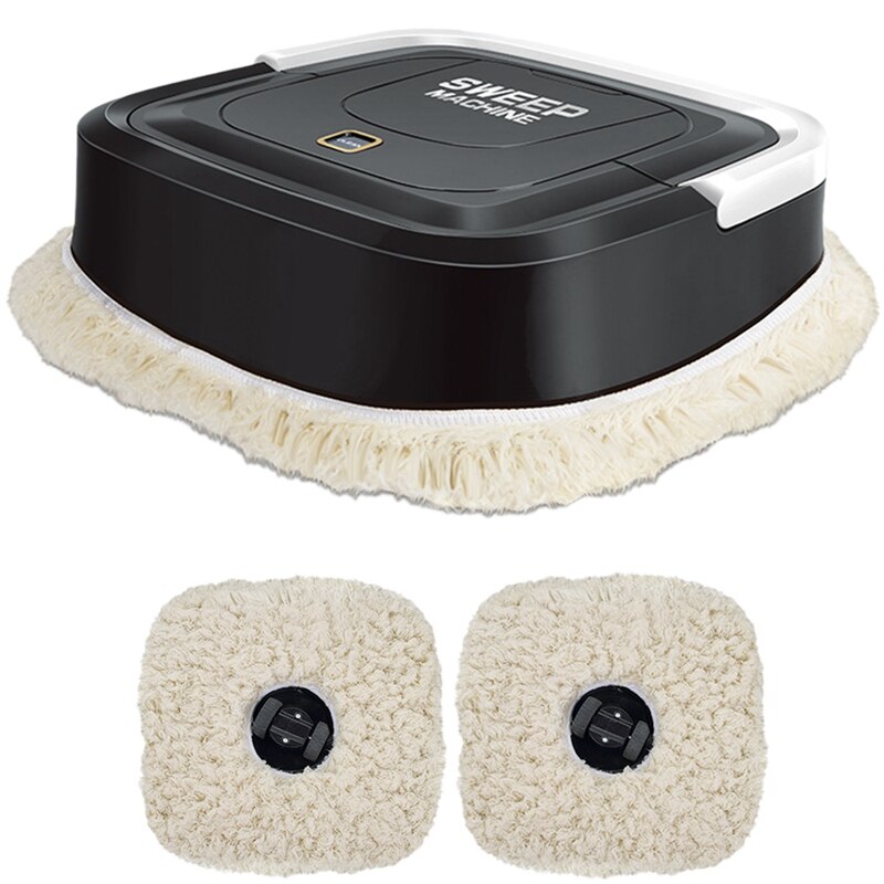 Household Automatic Smart Robot Vacuum Cleaner Portable Floor Electric Mop Machine Sweeper Robotic Hair Cleaning: Black