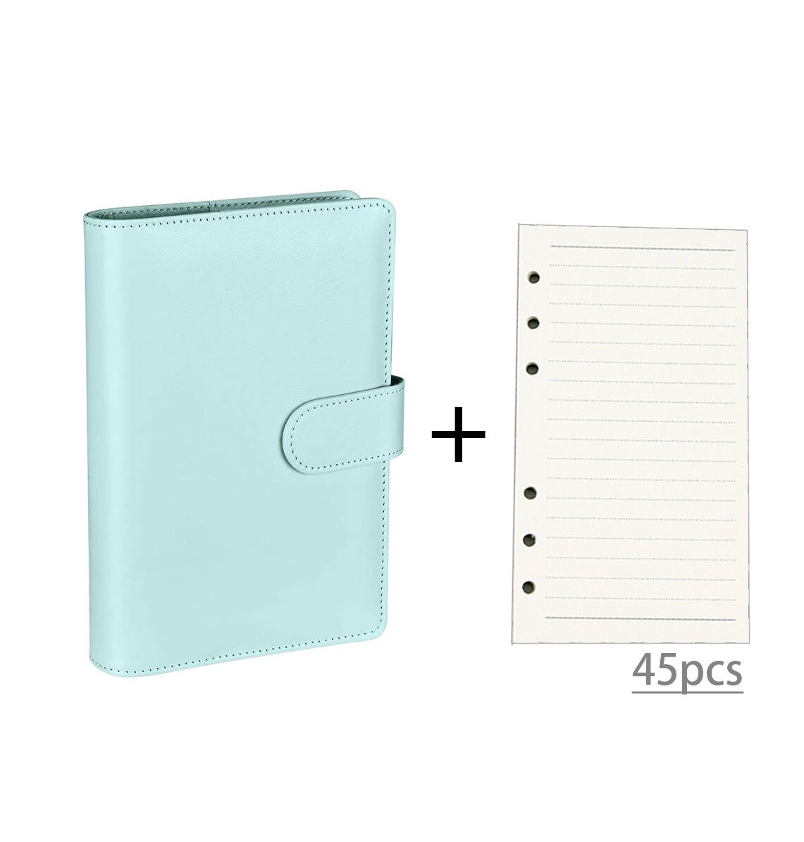 A6 Pu Loose Leaf Binder Losbladige Kern Diy Bindmiddel Notebook Cover Note Book Journal Kantoor School Briefpapier: blue-45 sheet