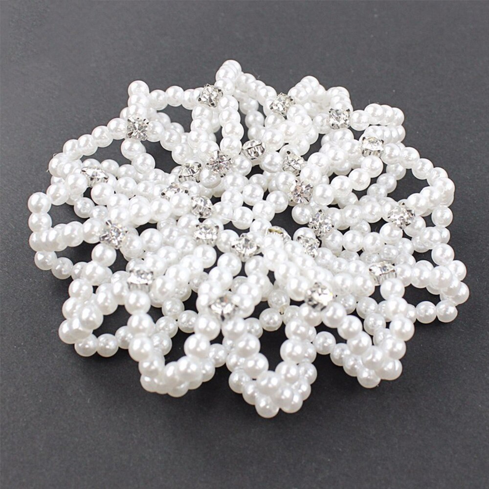 1 pièces filets à cheveux élastiques en perles au Crochet faits à la main Ballet danse Snood filet chignon couvre ornement pour dames filles