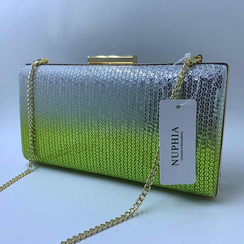 Nuphia Neue Frauen Handtasche Bote Taschen Schulter Tasche Dame Pailletten Kasten Kupplung Tasche Abend Taschen Grün Lila