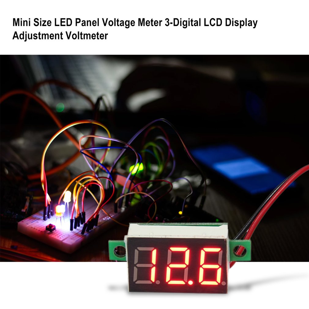 1 stk mini rød led panel spændingsmåler 3- digital justeringsvoltmeter nyeste