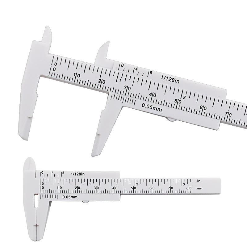 JIGONG Mini Plastic Vernier Caliper Gauge Micrometer 80MM Mini Ruler Accurate Measurement Tools Standard Vernier Caliper: white