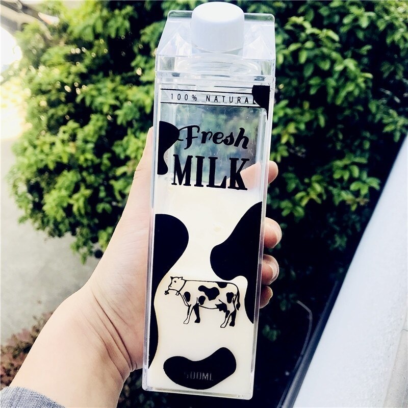 Cute Cartoon Outdoor Camping Plastic Bottle Animal Cow Cat Water Drinking Bottles Home Kids Breakfast Milk Kettle: Green