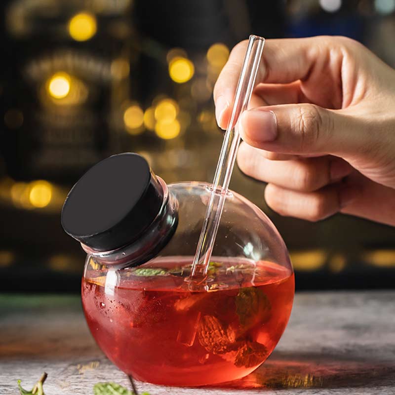 Rundbold cocktailglas molekylært vinglas med sugerør juice kop bar party club drinkware 285/450ml