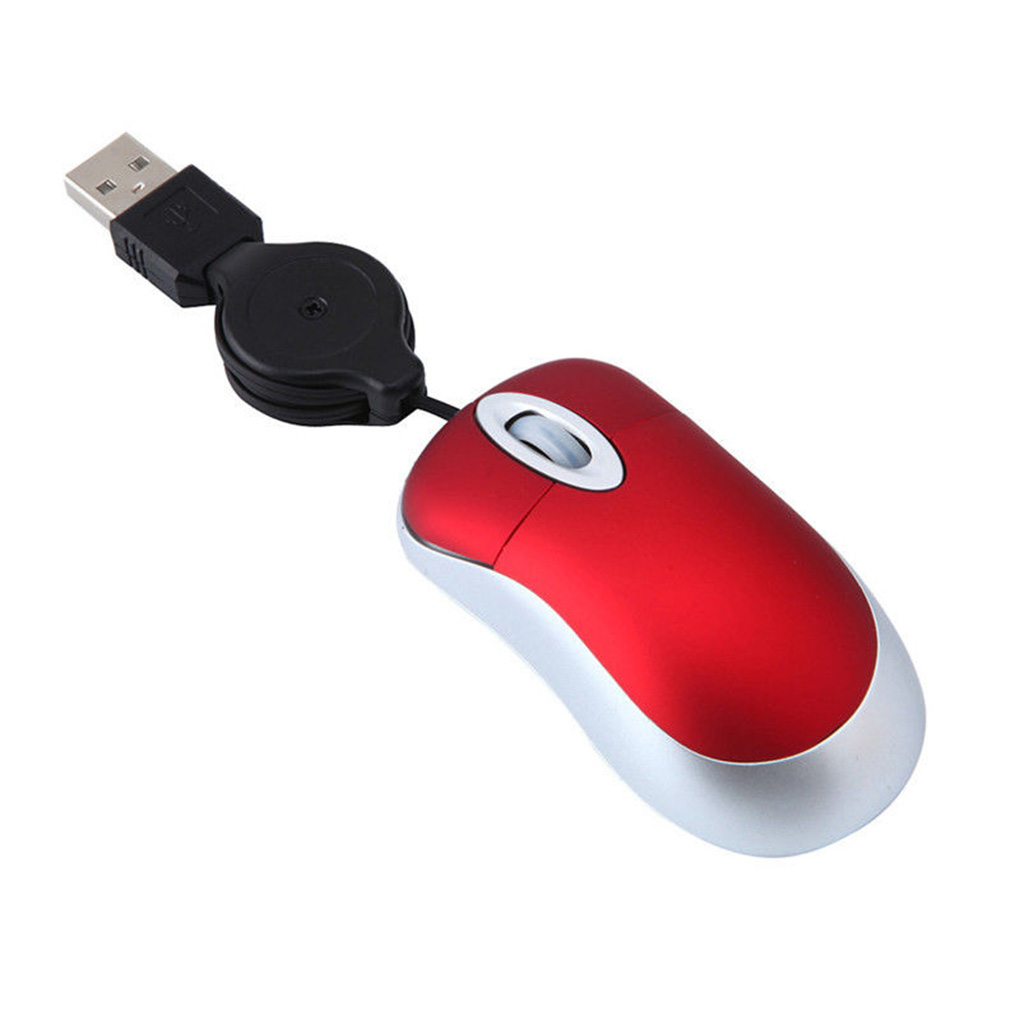 Komputerowa mysz z 3 przyciskami Mini przewodowa mała ręka Wysuwany kabel USB Regulowana skalowalna mysz do gier Office Kids: FIOLETOWY