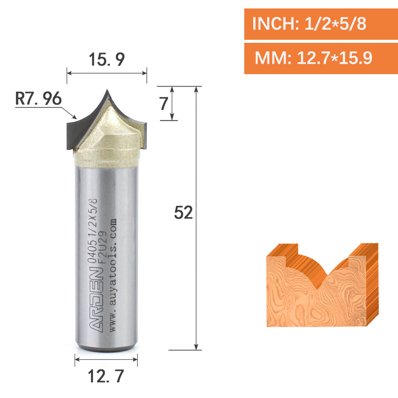 Punta de corte de punta dorada, herramienta de tallado de carburo, punta afilada para carpintería, fresa de borde de arco, broca enrutadora de grabado MDF: 4 mm