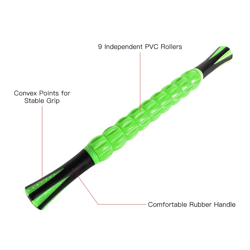 45cm 9 hjul yoga roller column fitness pilates massasje roller stick fascia muskel relief roller enhet