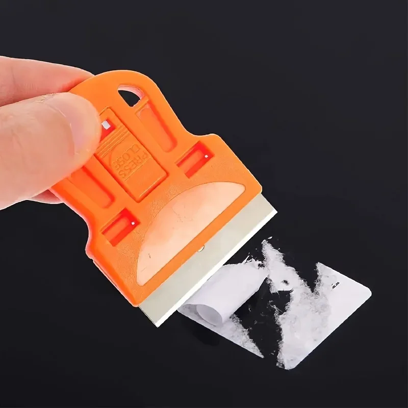 Mini Scrapers, Mini Plastic Handle Steel Blade Window Paint Scraper, Wallpaper Sticker Decal Residue Label Removal, Putty Knives