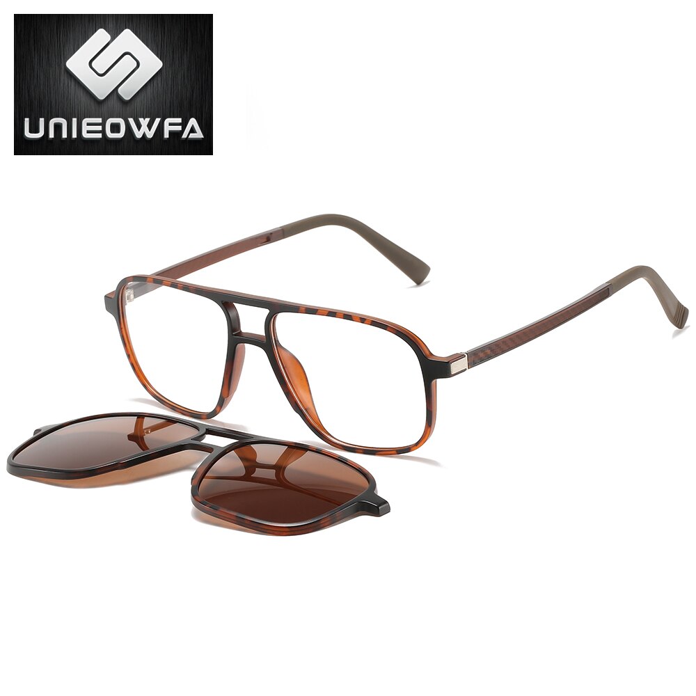 Optical Magnetic Clip on Glasses Frame Men Clear Prescription Myopia Eyeglasses Frame Polarized Magnet Clip Sunglasses Men Brand: 1910 Tortoiseshell 1