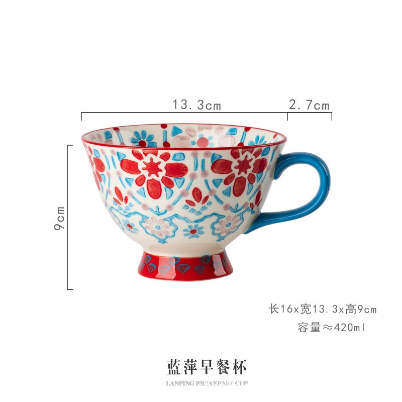 Taza de cerámica grande para desayuno, taza para leche,: A003