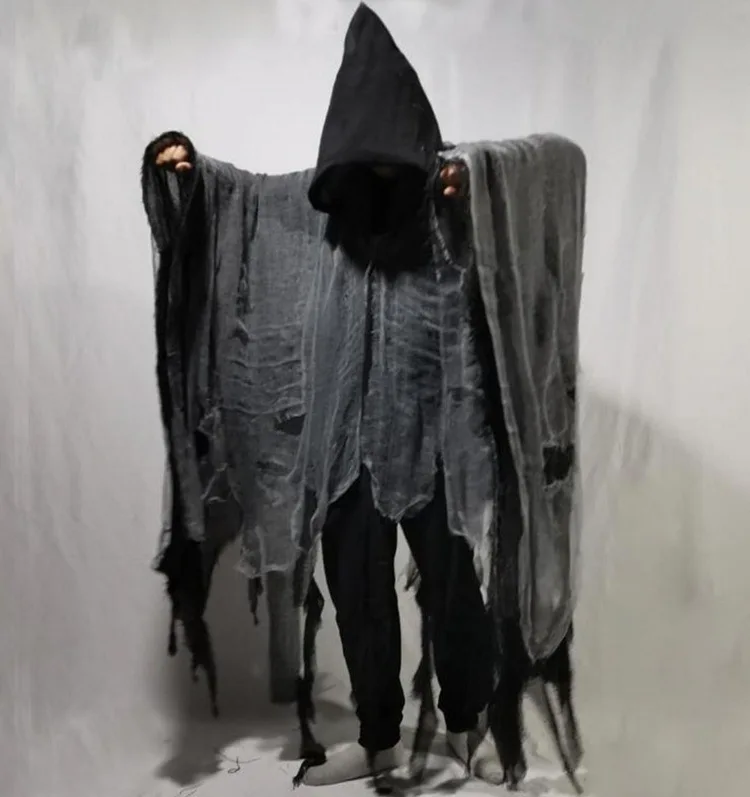Unisex Halloween Ghost Dementors Cosplay Costume Gothic Horror Zombie Tattered Hooded Capes Day Of The Dead Party Props Cloaks: black