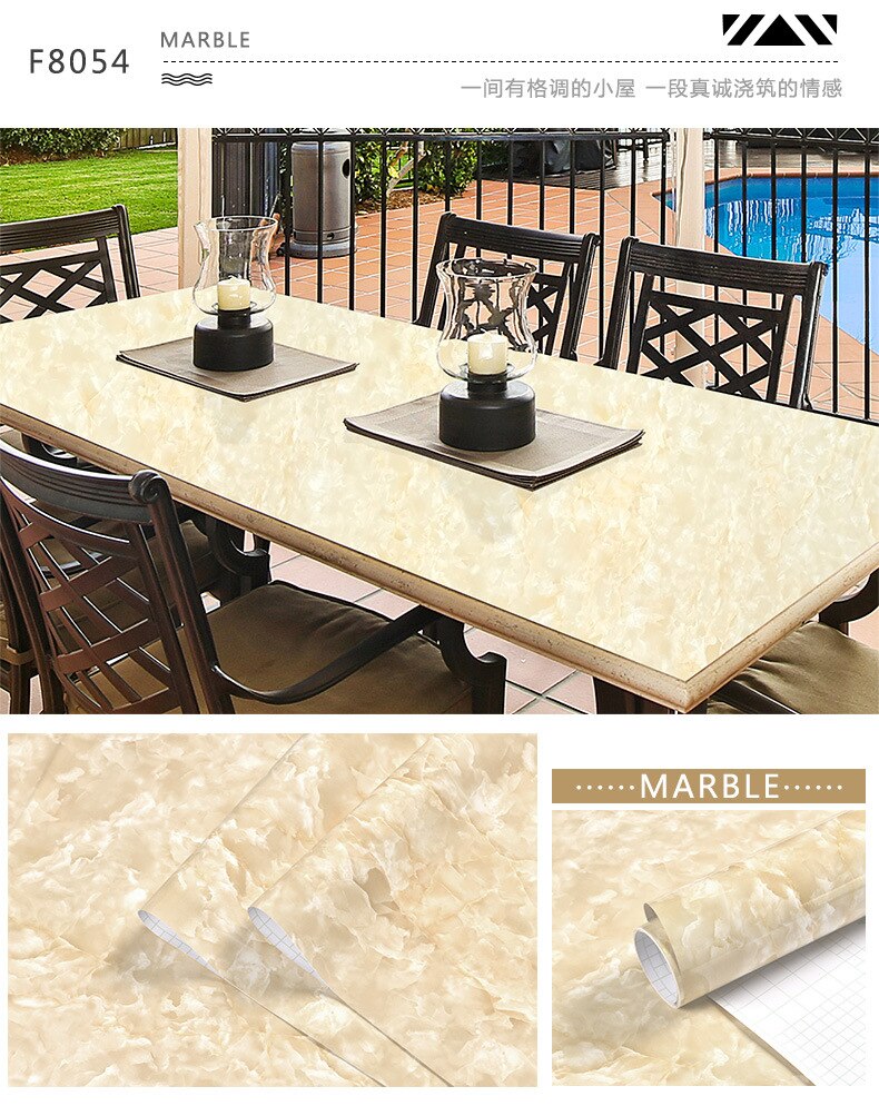 Moderne woonkamer meubels bureaublad waterdicht marmer behang vinyl zelfklevend contactpapier effen kleur woondecoratie: F8054