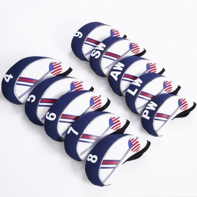 10 st brittisk flagga golf järnklubba head cover set us flag print blå vit golf head cove golf club cover