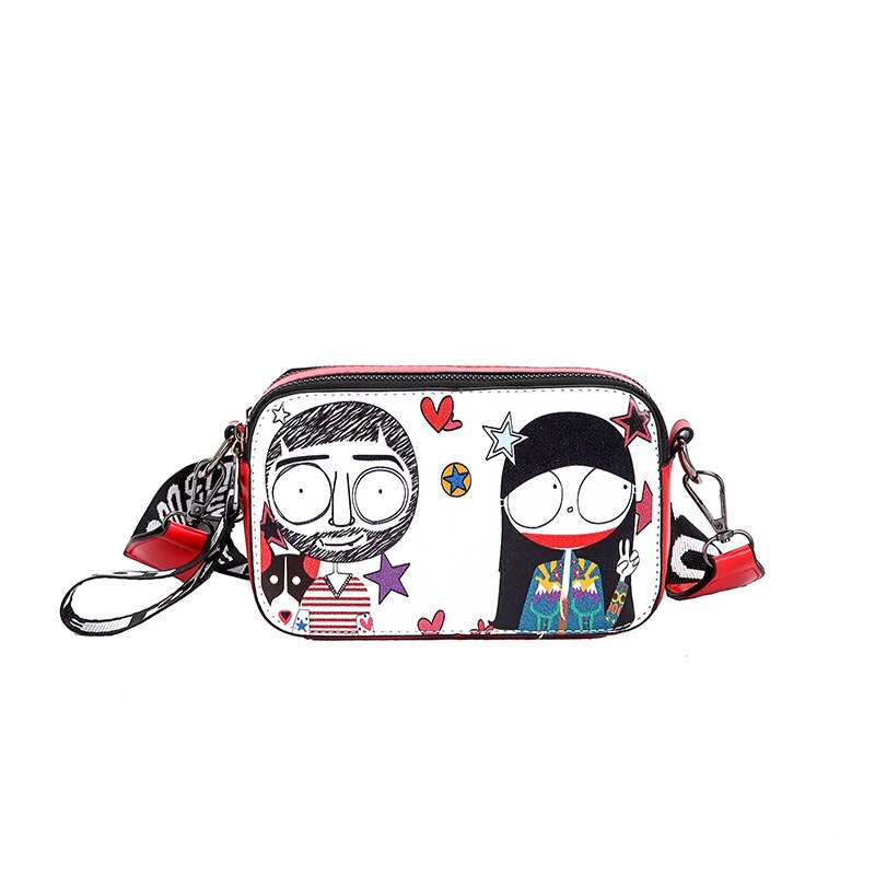 Donne mini Scatola di Sacchetto di Spalla di proprietà Petto Borsa con Tracolla per le donne 2020 Cinghia di Spalla larga Sacchetto Della Macchina Fotografica 2 strato di Stampa Borse: Graffiti